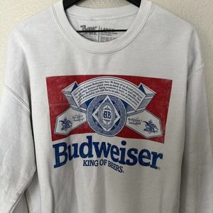 budweiser pullover sweat shirt Large shite